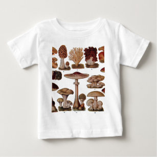 Vintage Mushroom Family Botanical Print Baby T-Shirt