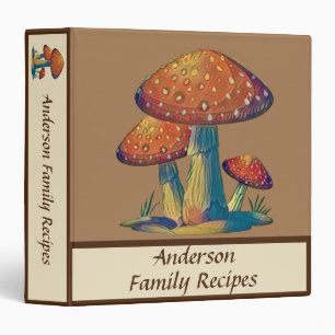 Vintage Mushroom Family Recipe Cookbook 3 Ring Binder