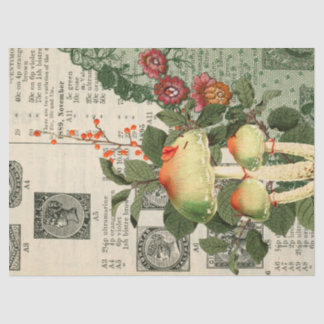Vintage Mushroom Floral Newspaper Print Decoupage Tissue Paper