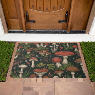 Vintage Mushroom Forest Botanical Doormat