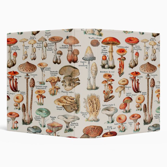 Vintage Mushroom Fungus Illustration I 3 Ring Binder (Background)