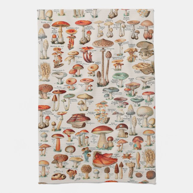 Vintage Mushroom Fungus Illustration I Kitchen Towel (Vertical)