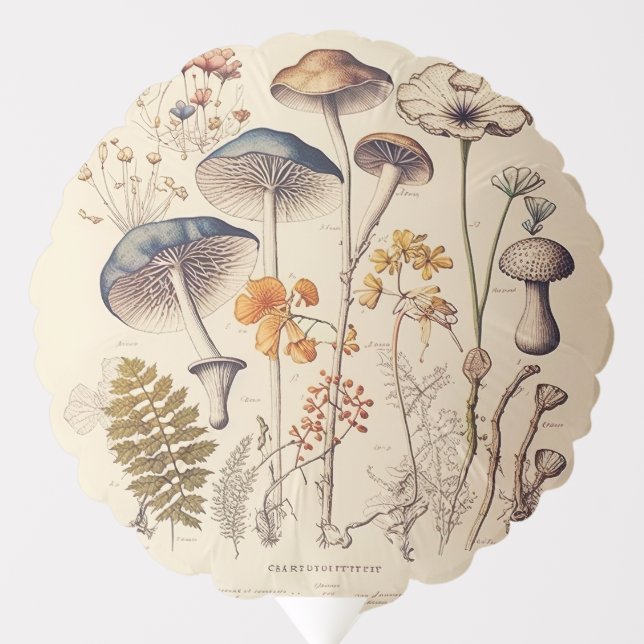 Vintage Mushroom Naturalist Balloon (Front)