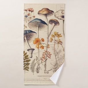 Vintage Mushroom Naturalist Bath Towel Set