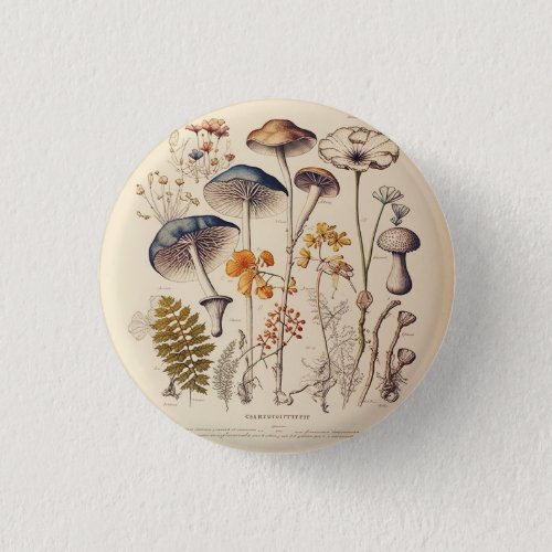Vintage Mushroom Naturalist Button