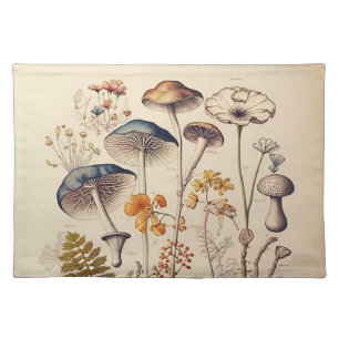 Vintage Mushroom Naturalist Cloth Placemat