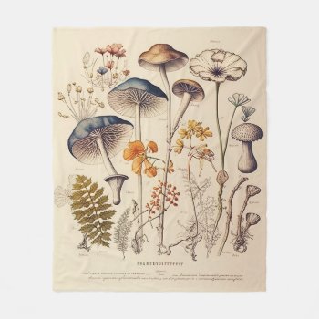 Vintage Mushroom Naturalist Fleece Blanket by freshpaperie at Zazzle