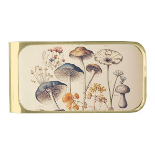 Vintage Mushroom Naturalist Gold Finish Money Clip