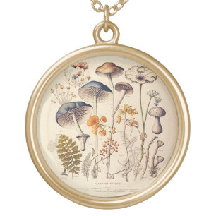 Vintage Mushroom Naturalist Gold Plated Necklace
