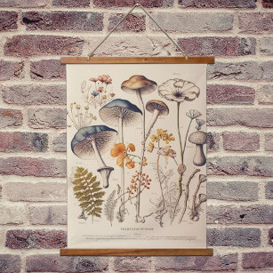 Vintage Mushroom Naturalist Hanging Tapestry