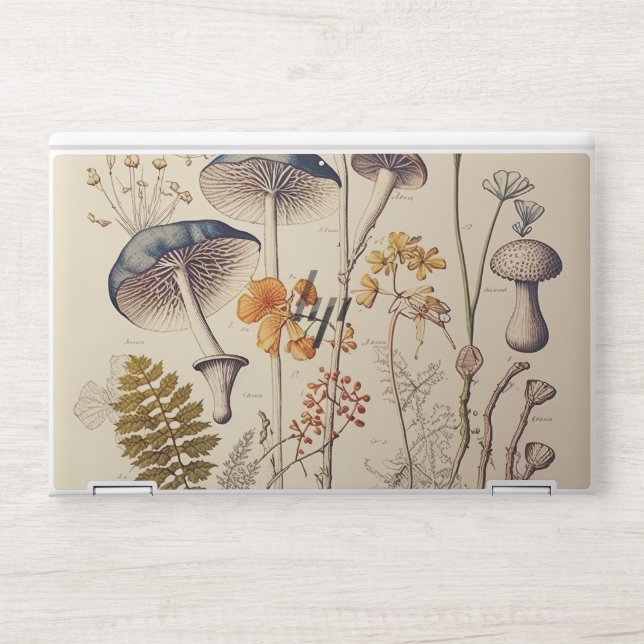 Vintage Mushroom Naturalist HP Laptop Skin (Front)