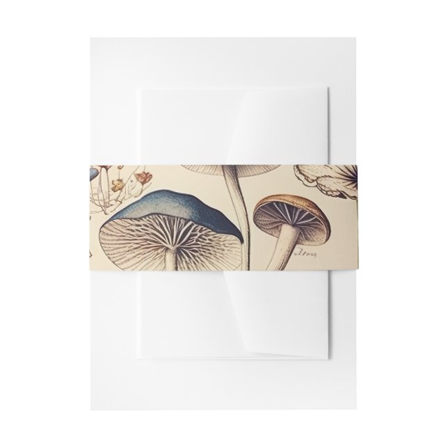 Vintage Mushroom Naturalist Invitation Belly Band (Front Example)