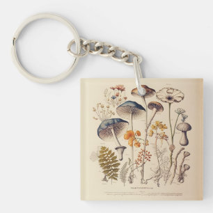 Vintage Mushroom Naturalist Keychain
