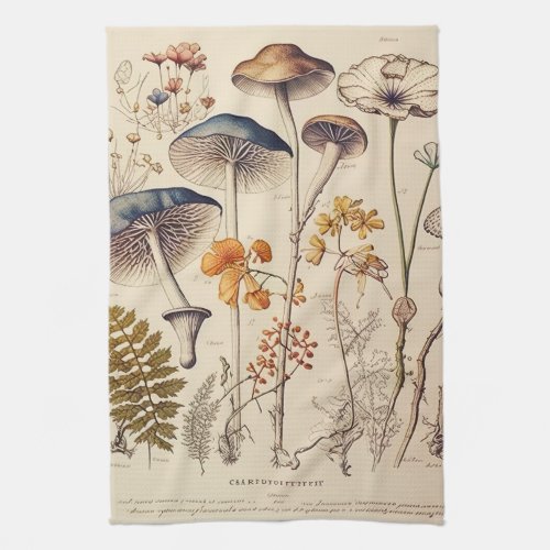 Vintage Mushroom Naturalist Kitchen Towel
