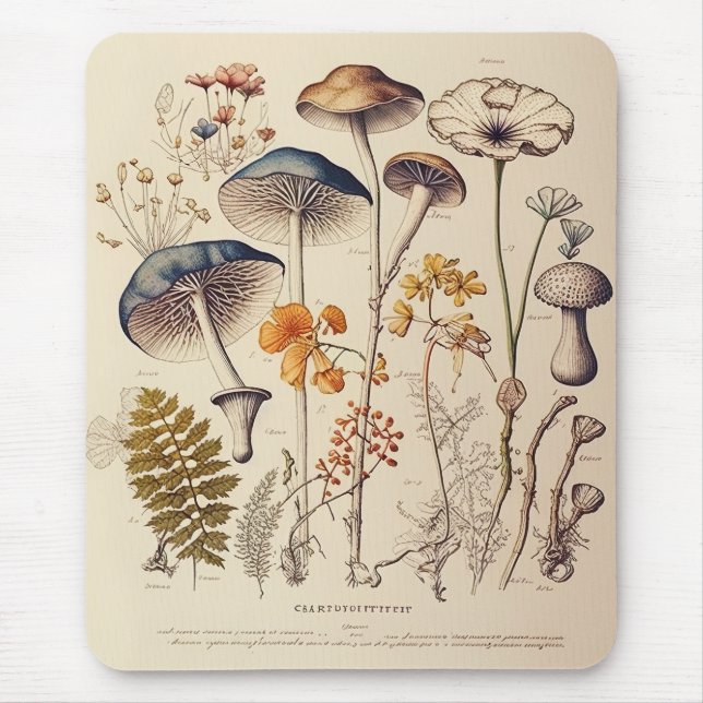 Vintage Mushroom Naturalist Mouse Pad (Front)