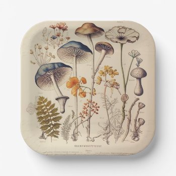 Vintage Mushroom Naturalist Paper Plates by freshpaperie at Zazzle