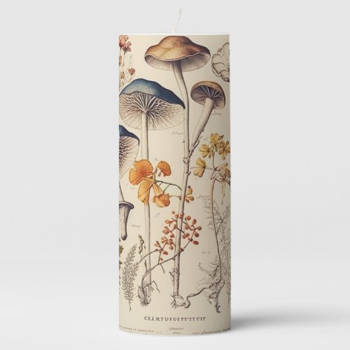 Vintage Mushroom Naturalist Pillar Candle