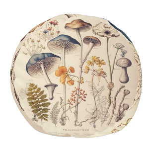 Vintage Mushroom Naturalist Pouf