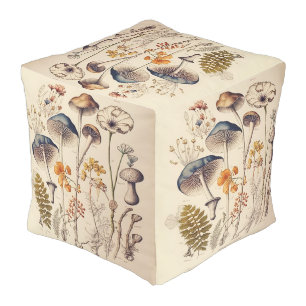 Vintage Mushroom Naturalist Pouf