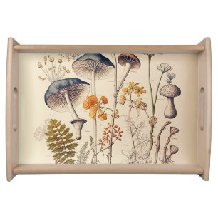 Vintage Mushroom Naturalist Serving Tray