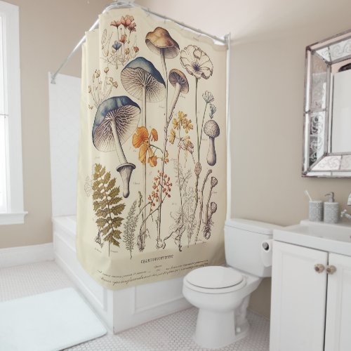 Vintage Mushroom Naturalist Shower Curtain