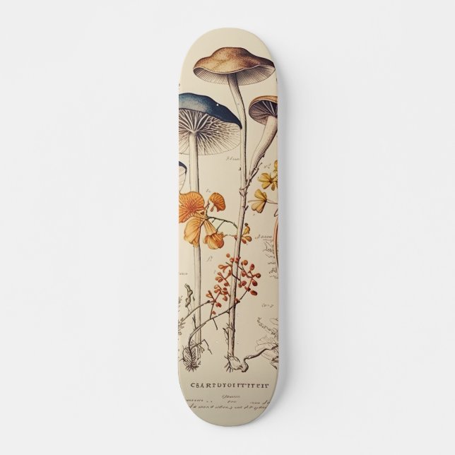 Vintage Mushroom Naturalist Skateboard (Front)