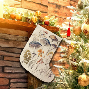Vintage Mushroom Naturalist Small Christmas Stocking