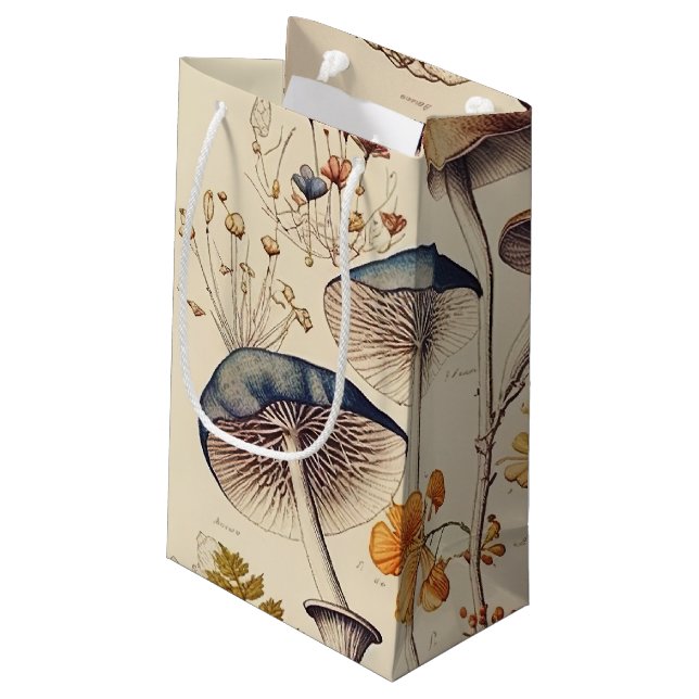 Vintage Mushroom Naturalist Small Gift Bag (Back Angled)