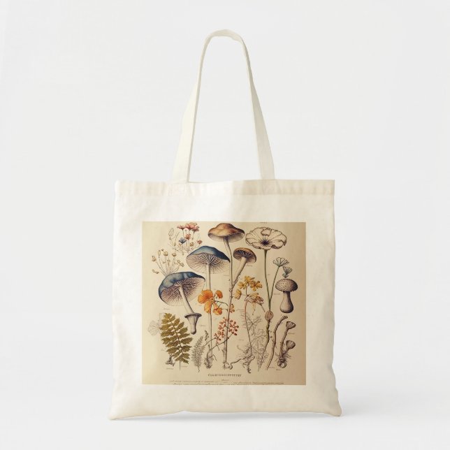 Vintage Mushroom Naturalist Tote Bag (Front)