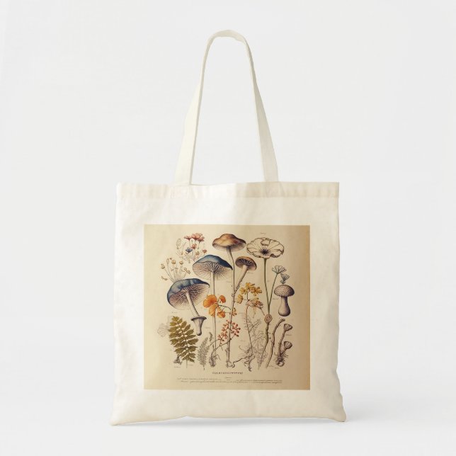 Vintage Mushroom Naturalist Tote Bag (Front)