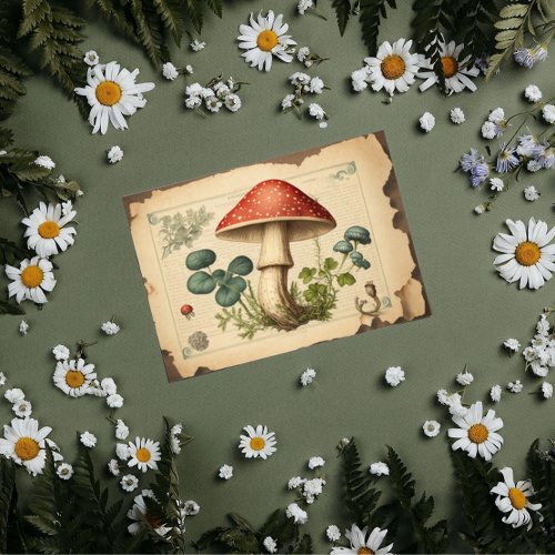 Vintage Mushroom Paper Toadstools Decoupage