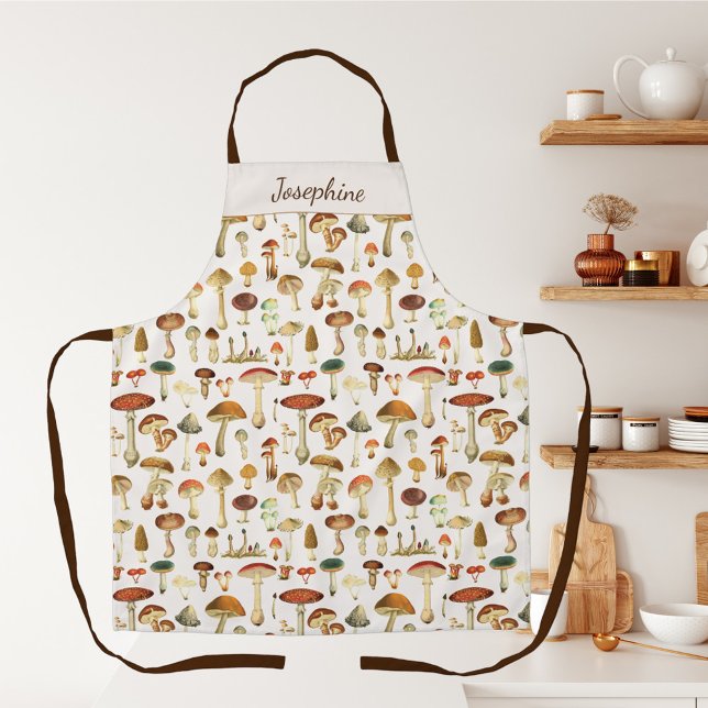Vintage Mushroom Pattern Apron (In situ)