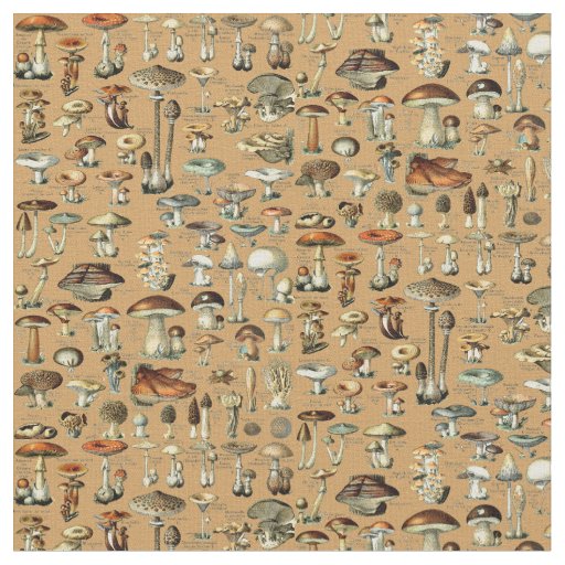 Vintage Mushroom Pattern Fabric | Zazzle