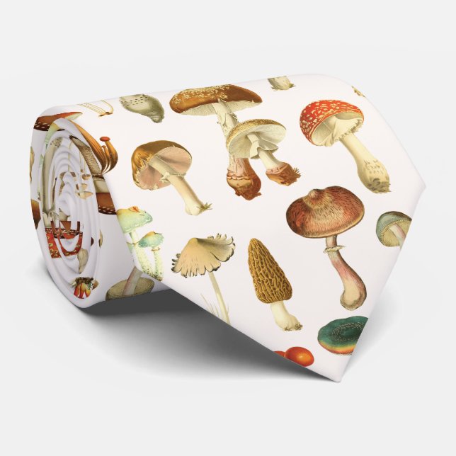 Vintage Mushroom Pattern Neck Tie (Rolled)