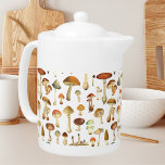 Vintage Mushroom Pattern Teapot<br><div class="desc">Sip in style with a personalized vintage mushroom teapot. A touch of fall, a dash of nature, and a whole lot of rustic charm!</div>