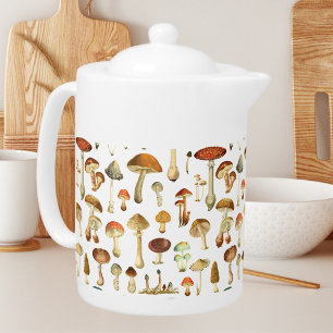 Vintage Mushroom Pattern Teapot
