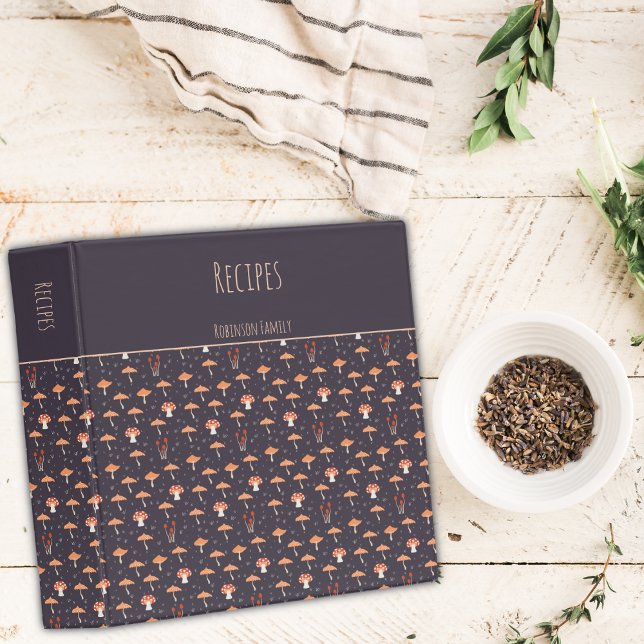 Vintage Mushroom Personalized Recipe 3 Ring Binder (Creator Uploaded)