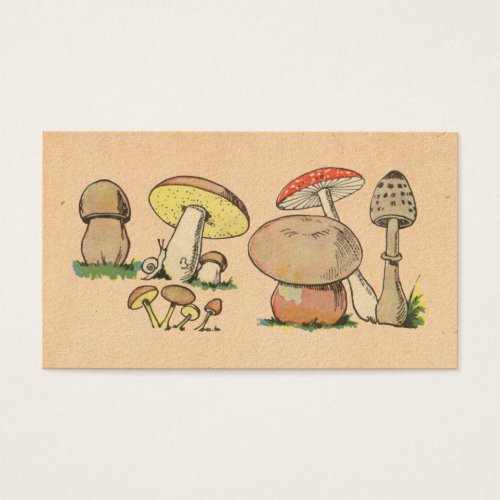 Vintage Mushroom Print Business Cards