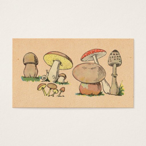 Customizable Vintage Mushroom Print Business Cards