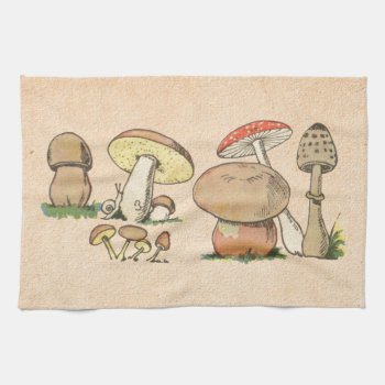 Vintage Mushroom Print Kitchen Towel by Kinder_Kleider at Zazzle