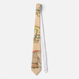 Vintage Mushroom Print Neck Tie