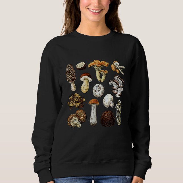 Vintage Mushroom Retro Fungi Foraging Mycology Sweatshirt (Front)