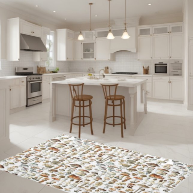 Vintage Mushroom Rug - Mushroom Carpet Area Rug (Mushroom Kitchen Rug  - Vintage Mushroom Pattern Area Rug Carpet Room Decor.)