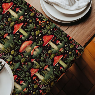 Vintage Mushroom Table Runner Earthy Tones Style