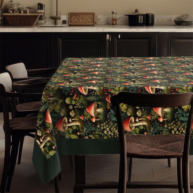 Vintage Mushroom Tablecloth Earthy Forest Style (Cottagecore Mushroom Tablecloth Rustic Nature Vibe)