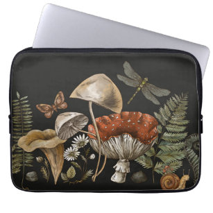 Vintage mushroom with wild flower  laptop sleeve