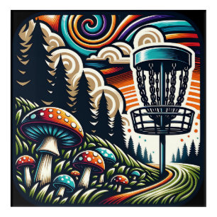 Vintage Mushrooms and Disc Golf Course Ai Art