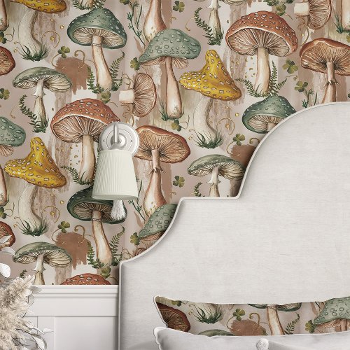 Custom Wallpaper 10 Vintage Mushrooms And Ferns Cottagecore Wallpaper