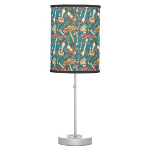 Vintage mushrooms - blue table lamp