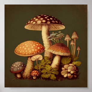 Vintage Mushrooms Collection 1 Poster